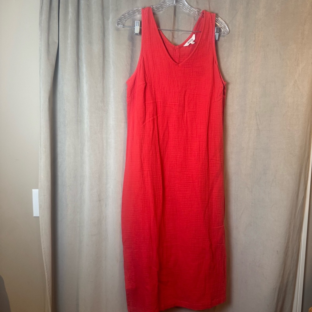 Briggs New York Vibrant‎ Red orange Midi tank Dress